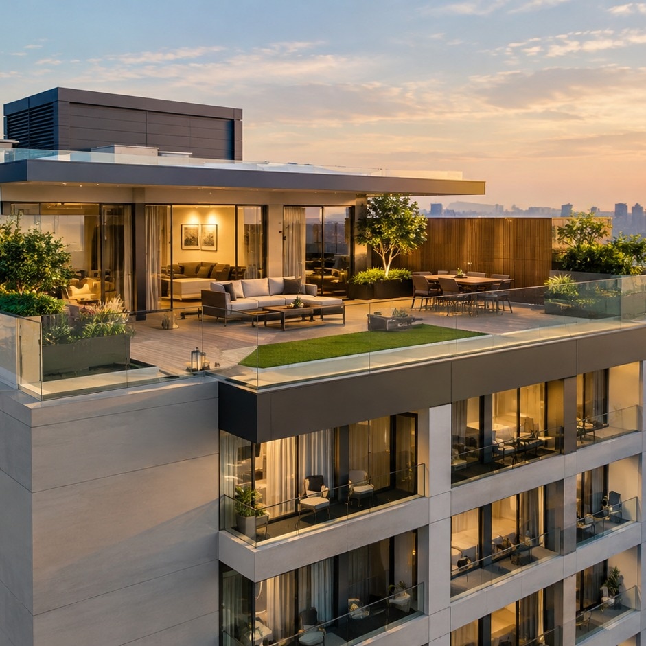 Why do penthouses often have larger terraces and private spaces Why do penthouses often have larger terraces and private spaces