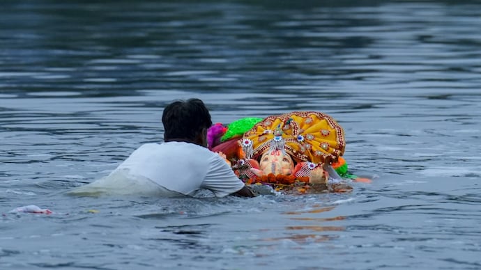 The police have registered a case against more than 40 people in connection with the matter. (Representative photo. Credits: PTI) Ganapati immersion