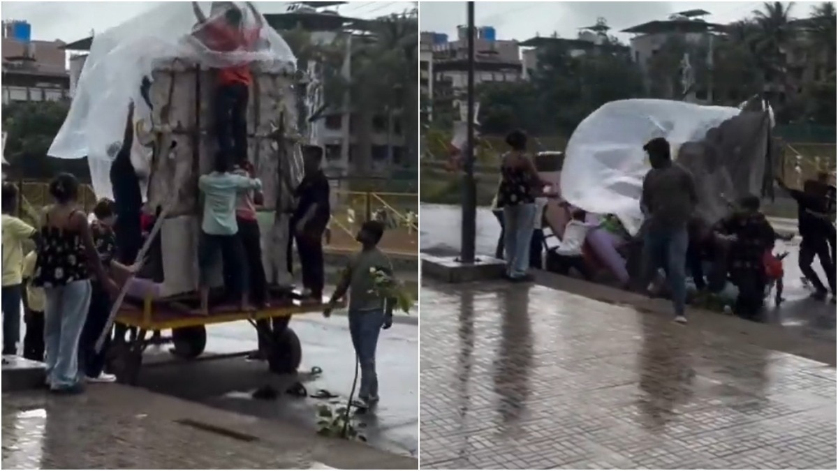 Ganesh idol falls to ground after trolley overturns in Maharashtra. Video goes viral