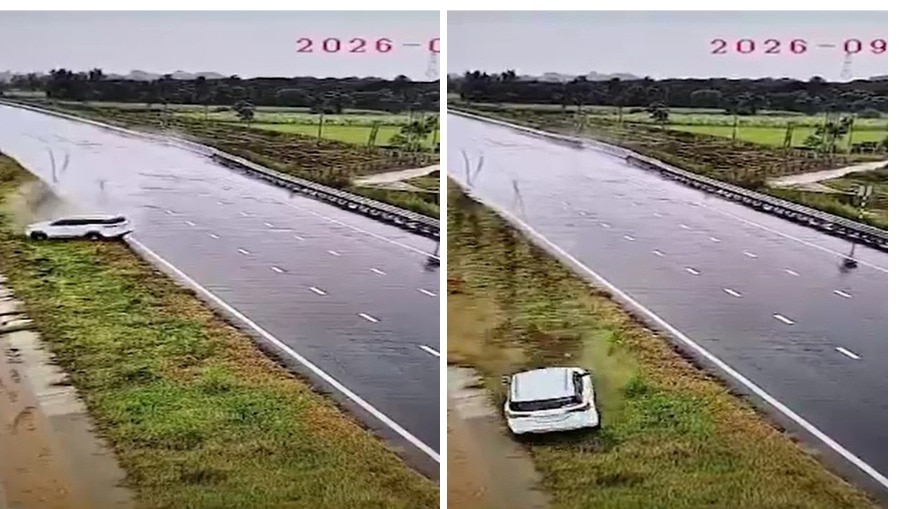 CCTV: BJP MLA's SUV skids after tyre bursts on UP's Ganga Expressway