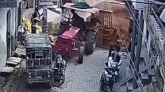 Caught on CCTV: Brick-laden tractor-trolley overturns, crushes Ghaziabad girl