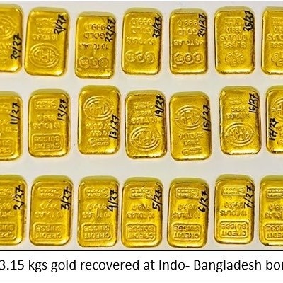DRI, BSF seize 12 kg foreign-origin gold worth Rs 17 crore via Bangladesh route