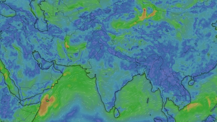 A satellite image shows the rain forecats across the Indian subcontinent. (Photo: Windy) Heavy monsoon rain across India on Saturday. Check your state's forecast