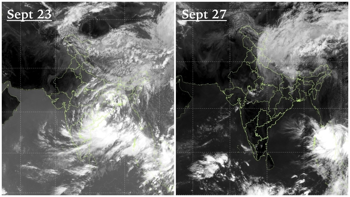 Satellite images reveal dramatic weather change over India within days