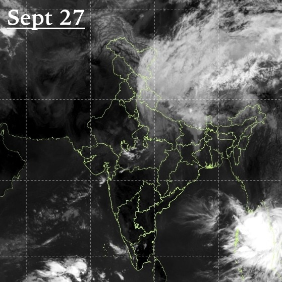 Satellite images reveal dramatic weather change over India within days