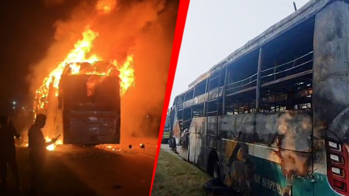 Bus that caught fire in UP had Rs 1.75-lakh challans, including for minor driver