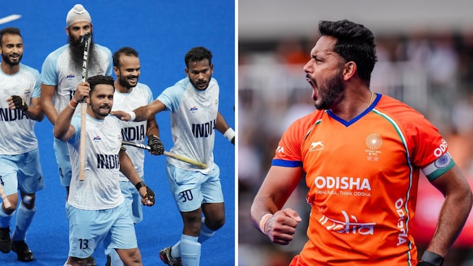 India hockey team will be wearing blue for the Asian Games 2026. (Image: PTI, Reuters) India hockey team