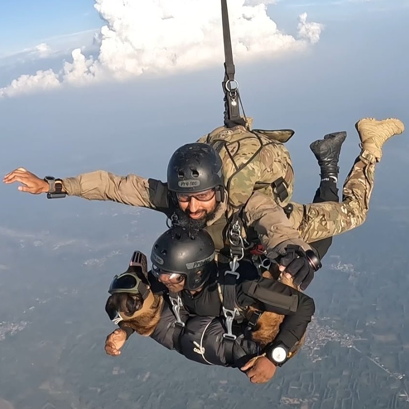 indian army dogs combat canine para jump paratrooper special forces dog handler first time surya command central india