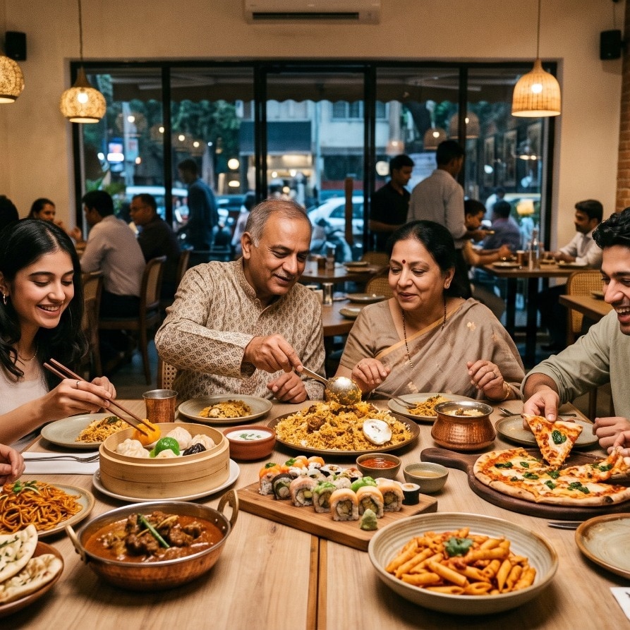 Indian restaurants are increasingly serving multiple cuisines on a single menu to suit mixed groups of diners (AI-generated image)