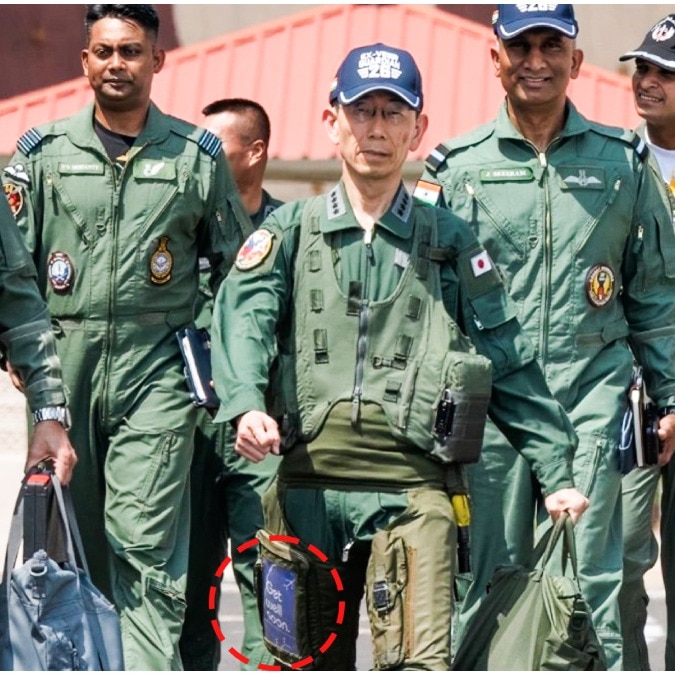 Japanese Air Force chief carries IndiGo puke bag during Veer Guardian, pics viral