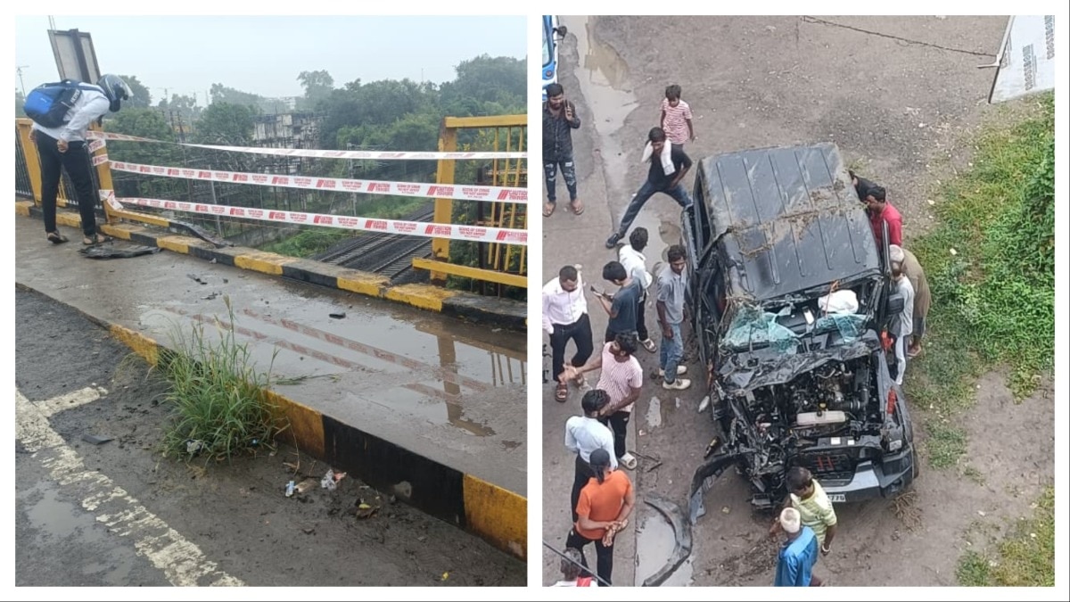 Speeding SUV loses control, plunges 25 feet from Indore flyover; 4 injured