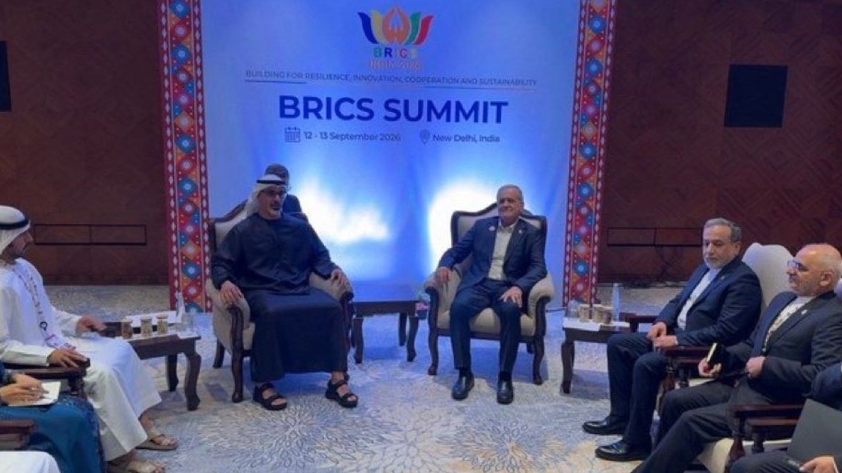 Iran's President meets UAE Crown Prince on sidelines of BRICS in New Delhi