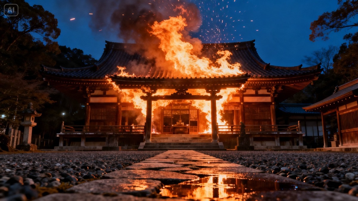 Fire now burns down 570-year-old temple in Japan, some see migrant conspiracy