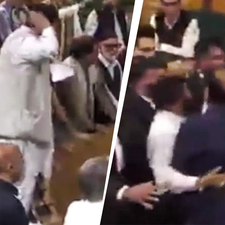 Video: J&K Assembly erupts in chaos, fist fights as CM moves statehood resolution