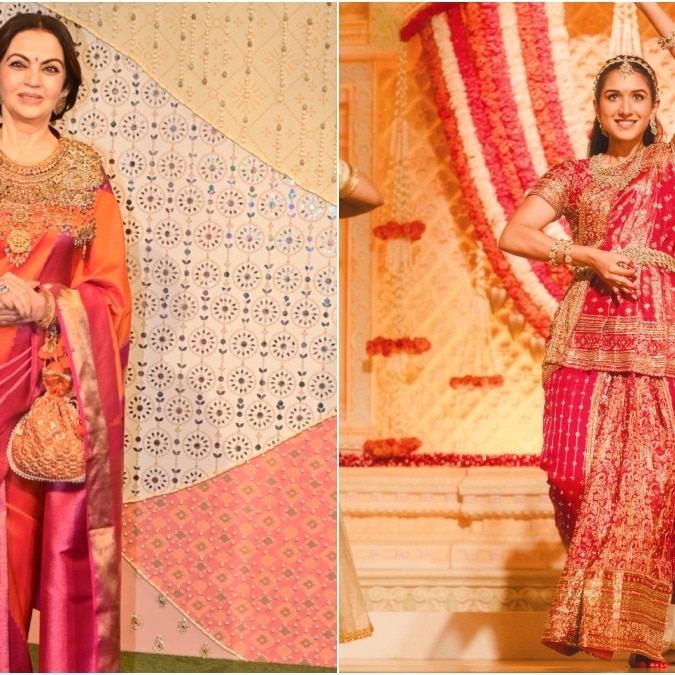 Nita Ambani went big on jewellery, Radhika on Kanjeevaram at Ganpati celebrations