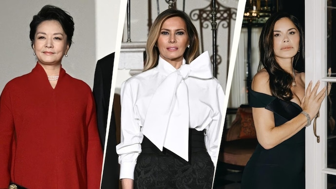 (L) Peng Liyuan, (M) Melania Trump, (R) Lauren Sanchez at US State Dinner (Photo: AFP, Instagram) (L) Peng Liyuan, (M) Melania Trump, (R) Lauren Sanchez at US State Dinner