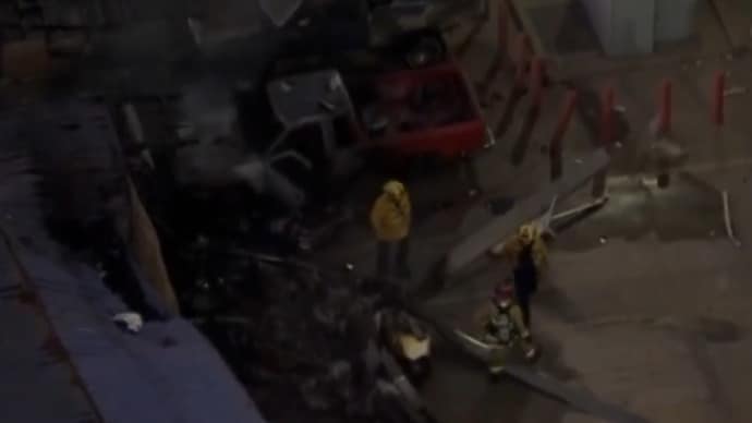 Visuals of the crashed helicopter in Los Angeles on Tuesday night. (Photo: X)
