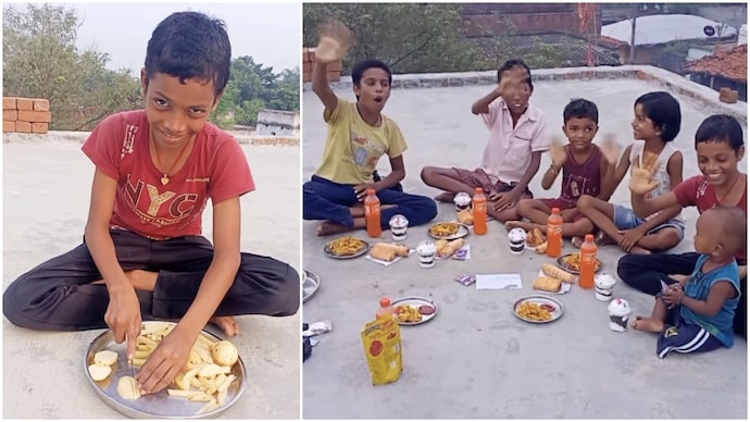 Little boy receives donation from woman in Canada, turns it into feast for his friends (Photos: @surajkaju10k/Instagram) Little boy receives donation from woman in Canada, turns it into feast for his friends