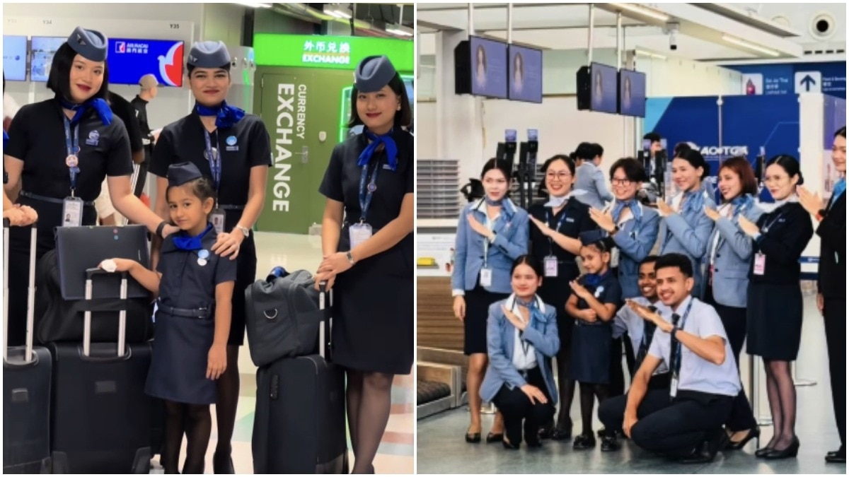 Little girl dressed up as IndiGo flight attendant gets to live her cabin-crew dream