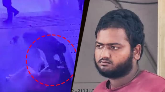 CCTV grab shows live-in partner assaulting woman near Gujarat bus stand over suspected affair. (Source: ITG)