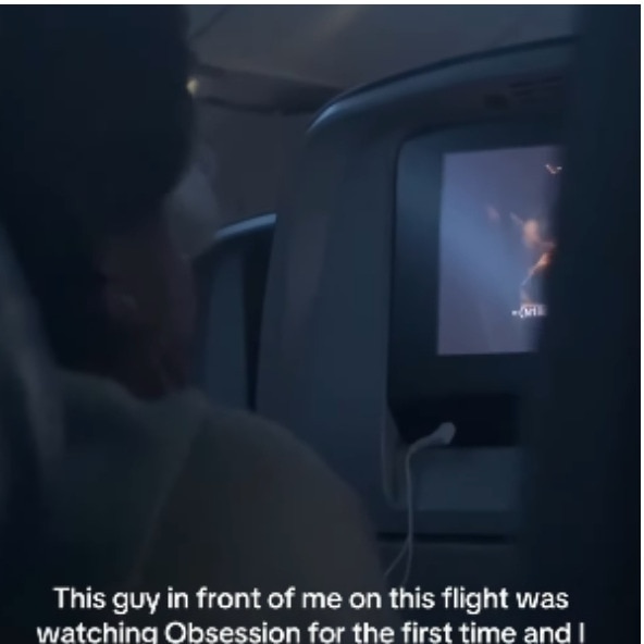 Man’s reaction to Obsession’s most shocking scene on flight leaves baby wide awake