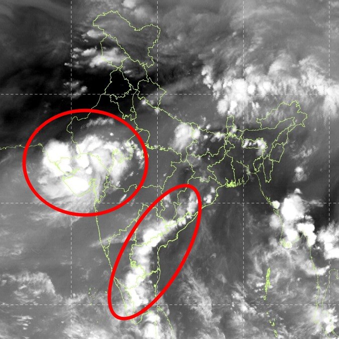 Two monsoon systems pummeling India: Satellite captures weather whiplash