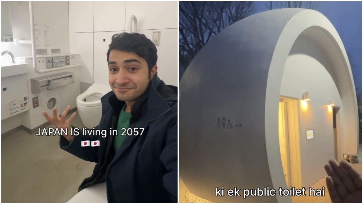 Mumbai man explores Japan's futuristic public toilet with voice-activated features (Photos: @sarthaksachdevva/Instagram) Mumbai man explores Japan's futuristic public toilet with voice-activated features