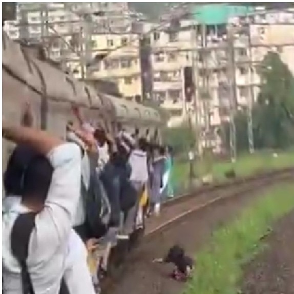 Mumbai woman falls from overcrowded local train mid-ride, video sparks concern