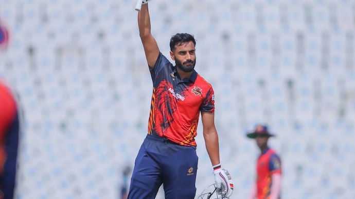 Naman Dhir smashed 173 off 64 balls. (Image: Instagram/@sherepunjabt20) Naman Dhir