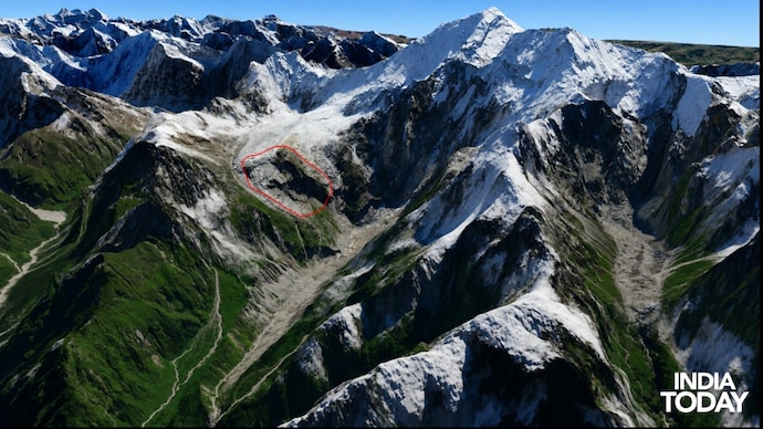 Enhanced 3D image of the site of glacial collapse