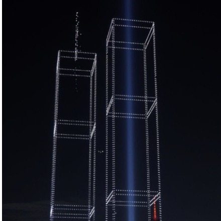 New York Harbor lights up as 2,977 drones recreate Twin Towers in 9/11 tribute
