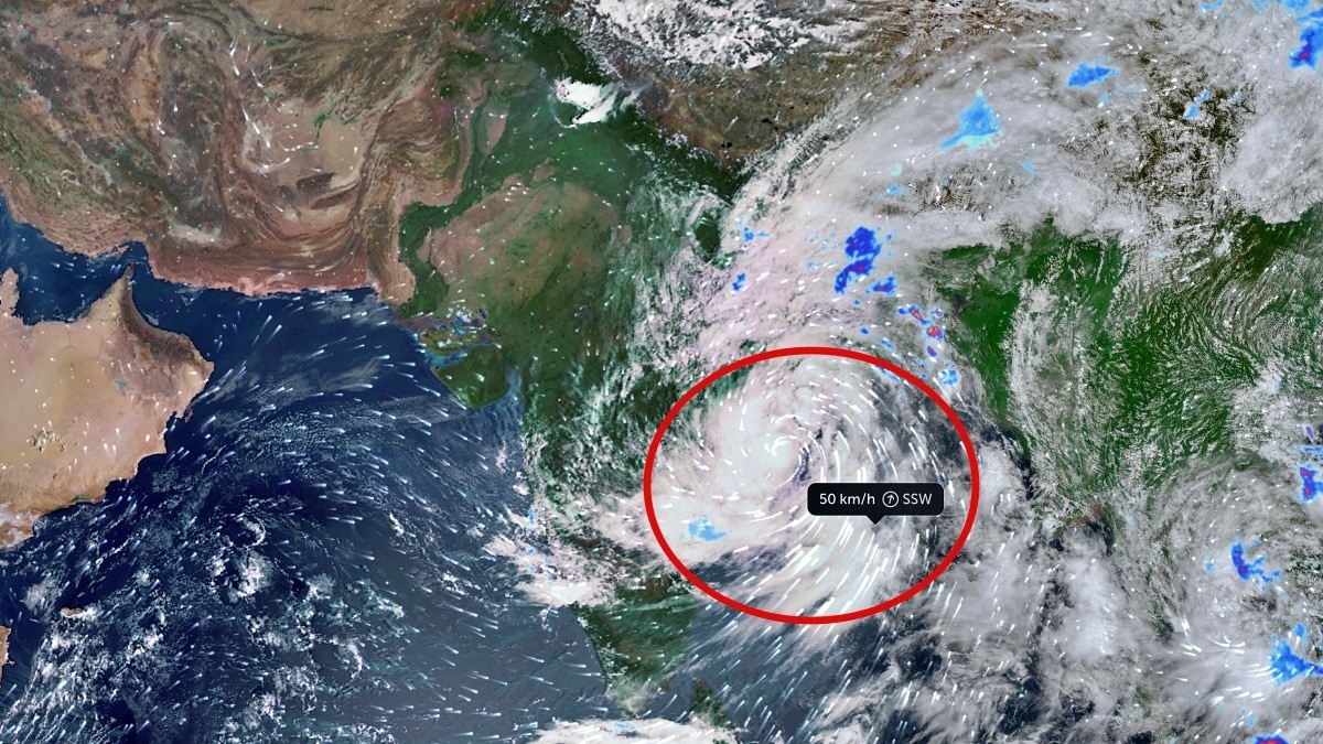A satellite image shows the deep depression over the Indian subcontinent. (Photo: Zoom.earth) No cyclone for now: Heavy rain to arrive as deep depression moves inland?