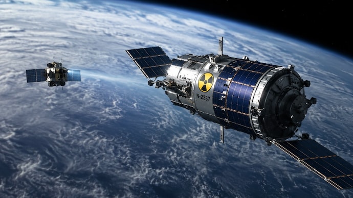 A concept art showing a satellite exposing nuclear weapon in space. (Representational Image: AI) Nuclear weapons hidden in space? A shoebox-sized satellite could expose them
