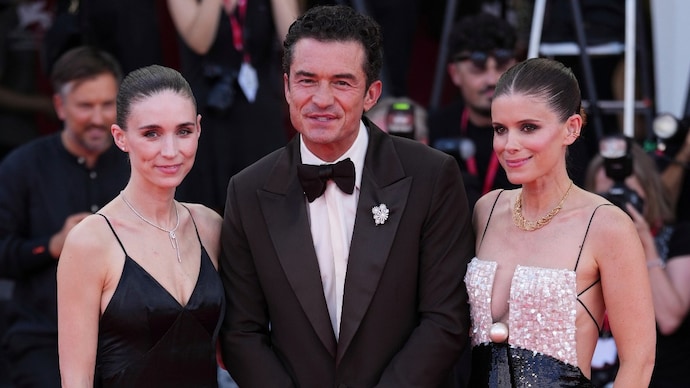 Orlando Bloom's Bucking Fastard threesome scene with sisters Rooney Mara (L) and Kate Mara (R) sparked a row on social media. (Photo credit: Scott A Garfitt/Invision/AP) Orlando Bloom with Rooney Mara and Kate Mara