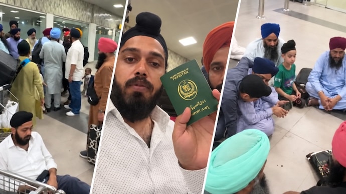 Pakistan's Sikh pilgrims stranded in Faisalabad airport of the Punjab province. (Image: Social Media) Pakistan Sikhs