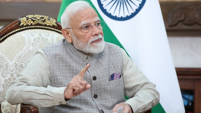 PM Modi made the remarks at the SCO Summit in the presence of Pak's Shehbaz Sharif and other members. (Reuters Photo) PM Modi at SCO