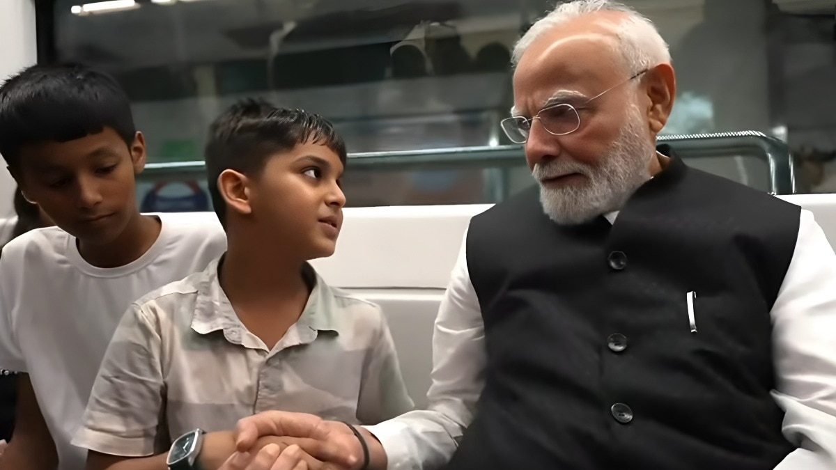 PM Modi takes Delhi Metro to SRCC, chats with students on way to centenary event