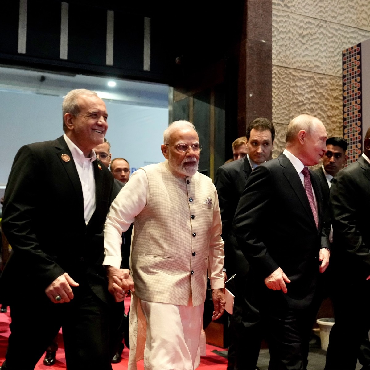 PM Modi holds Pezeshkian's hand in striking moment at BRICS Business Forum summit