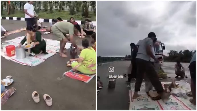 Rajasthan family reveals the story behind their picnic on expressway viral video (Photos: @shiv_dad/Instagram) Rajasthan family reveals the story behind their picnic on expressway viral video