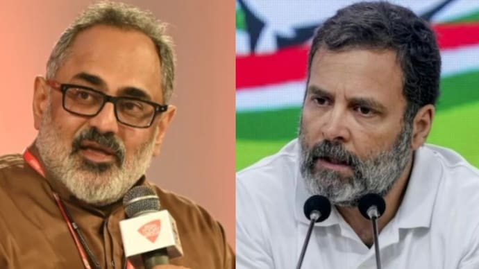Kerala BJP chief Rajeev Chandrasekhar (L) called Congress MP Rahul Gandhi (R) a "fraud" amid SIR dissent row. (Photo: India Today)