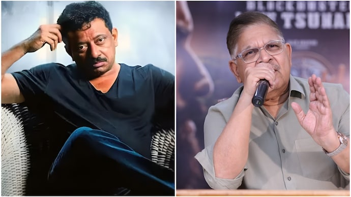 Ram Gopal Varma (L) reacts to Allu Aravind's(R) remarks on Yash. Ram Gopal Varma (L) reacts to Allu Aravind's(R) remarks on Yash.