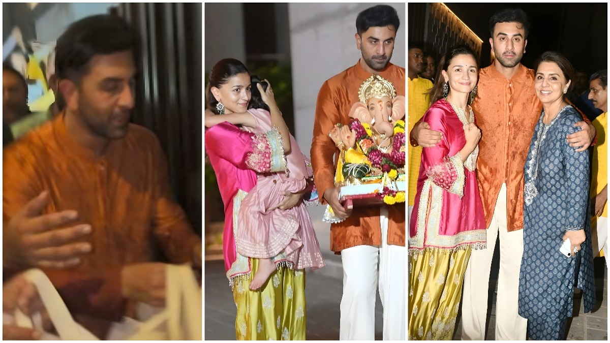 Ranbir Kapoor treats paps to sweets; Alia, Raha and Neetu join Ganpati visarjan
