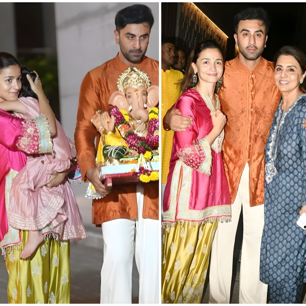 Ranbir Kapoor treats paps to sweets; Alia, Raha and Neetu join Ganpati visarjan