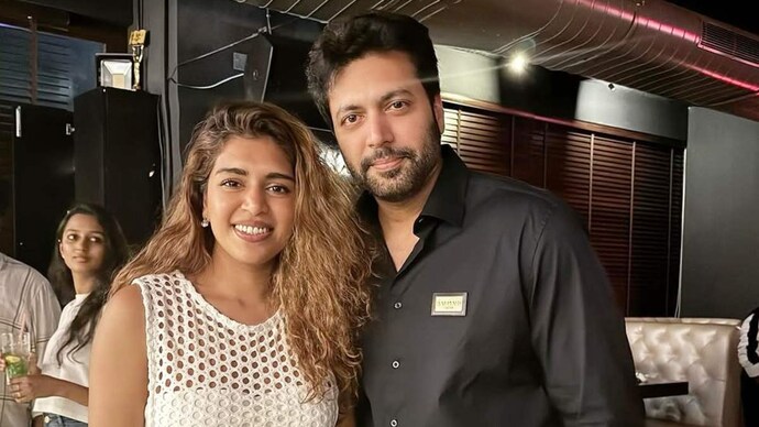 Actor Ravi Mohan names Keneeshaa composer for An Ordinary Man after split. Keneeshaa and Ravi Mohan's photos.