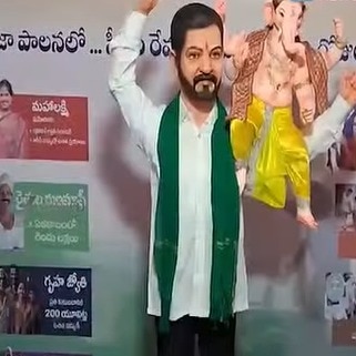 Revanth Reddy holding Ganesha idol draws attention at Hyderabad pandal
