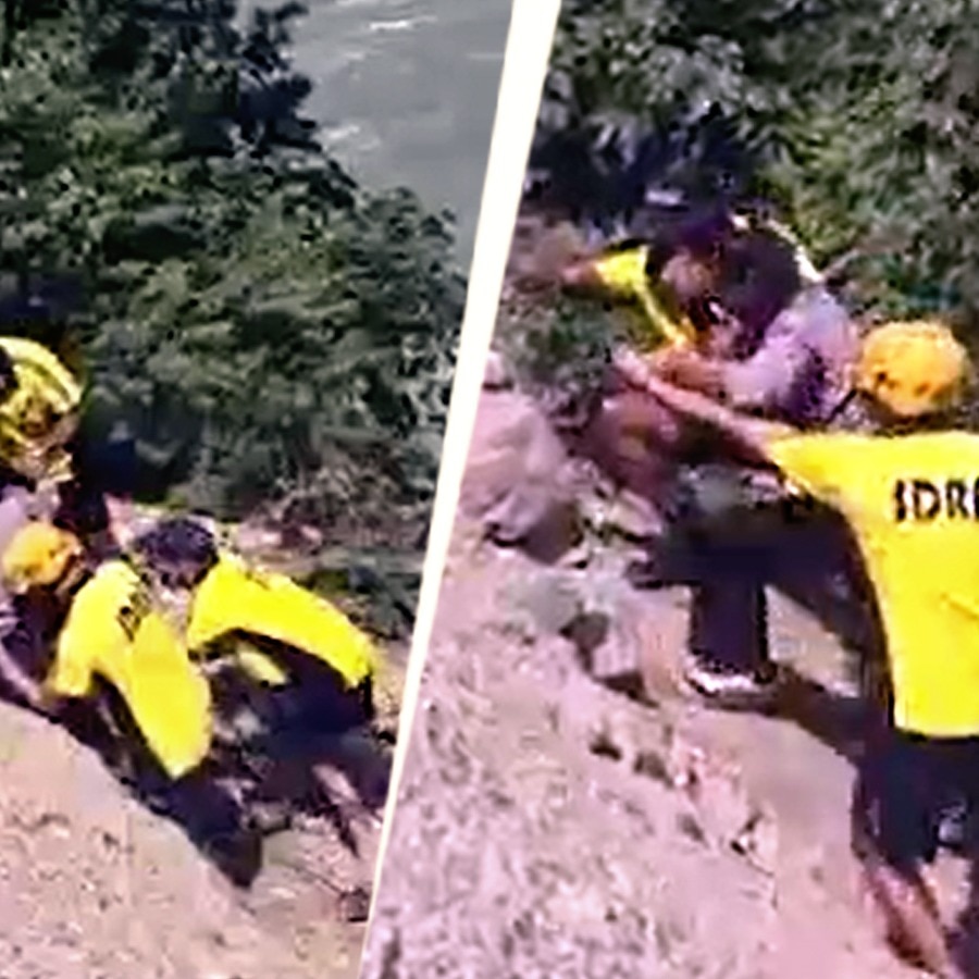 Video: Haryana woman trapped in the middle of the river in Rishikesh, gets rescued