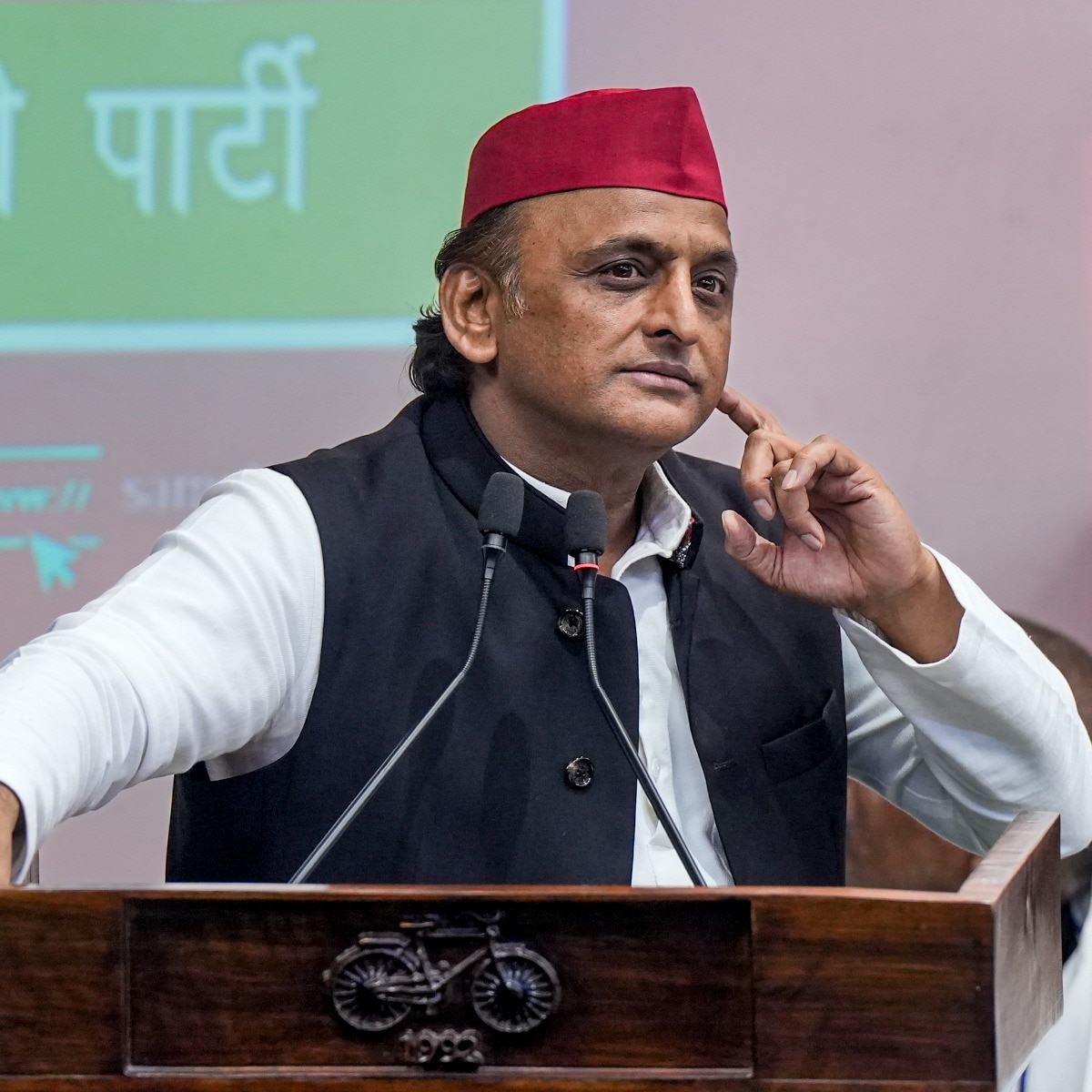 Samajwadi Party National President Akhilesh Yadav during a recent press conference in Lucknow. (Photo: PTI)