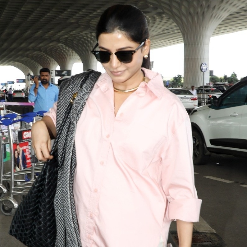 Pregnant Samantha hugs Raj Nidimoru during sweet Mumbai airport send-off. Watch