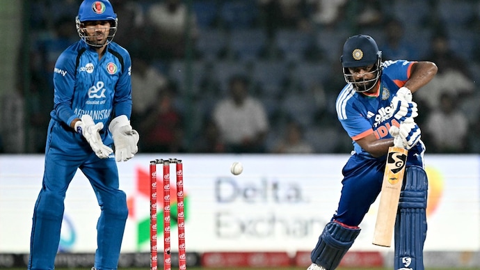 Samson made a controlled start to his innings in the 2nd T20I (Courtesy: AFP) Sanju Samson