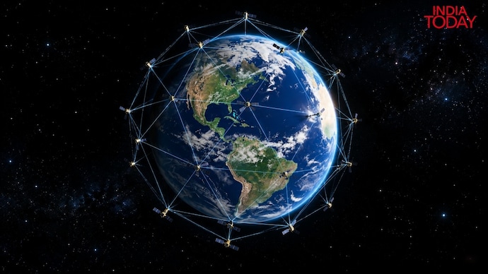 The design also incorporates precision optics, adjustable telescope mounts, angular positioning and vibration isolation. (Photo: Generative AI by India Today) Satellite network